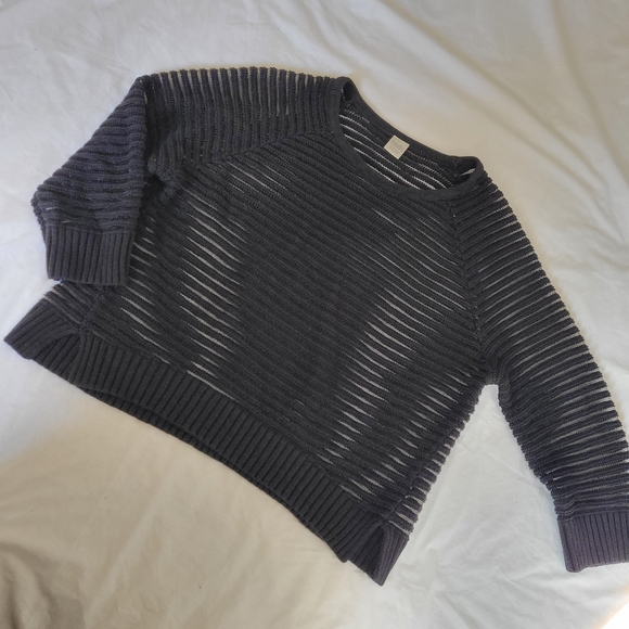 Twik Charcoal Black Crew Neck Sweater Crop - Picture 1 of 4